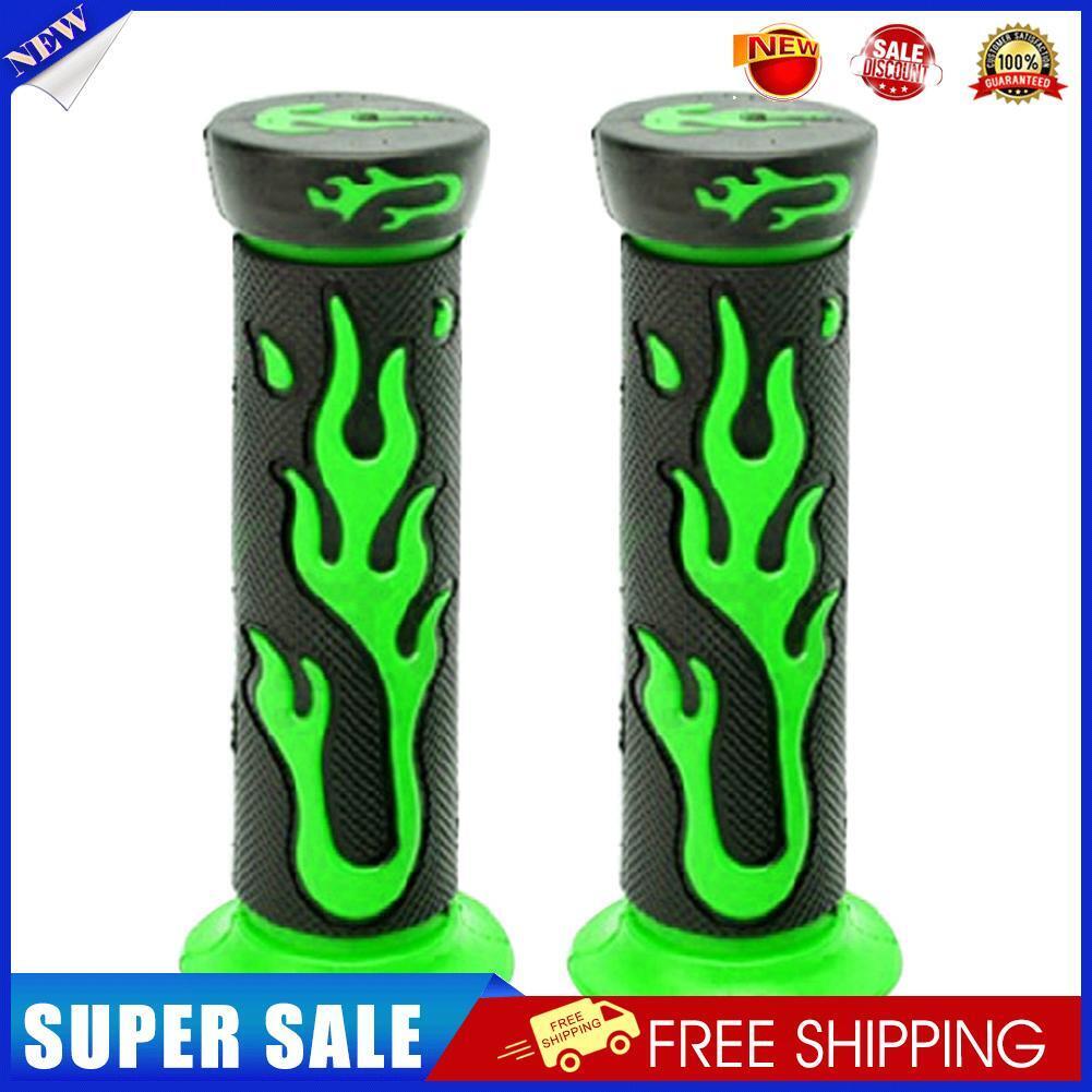 2pcs Green Flame Soft TPR Universal Motorcycle Bicycle Handlebar Hand Grips