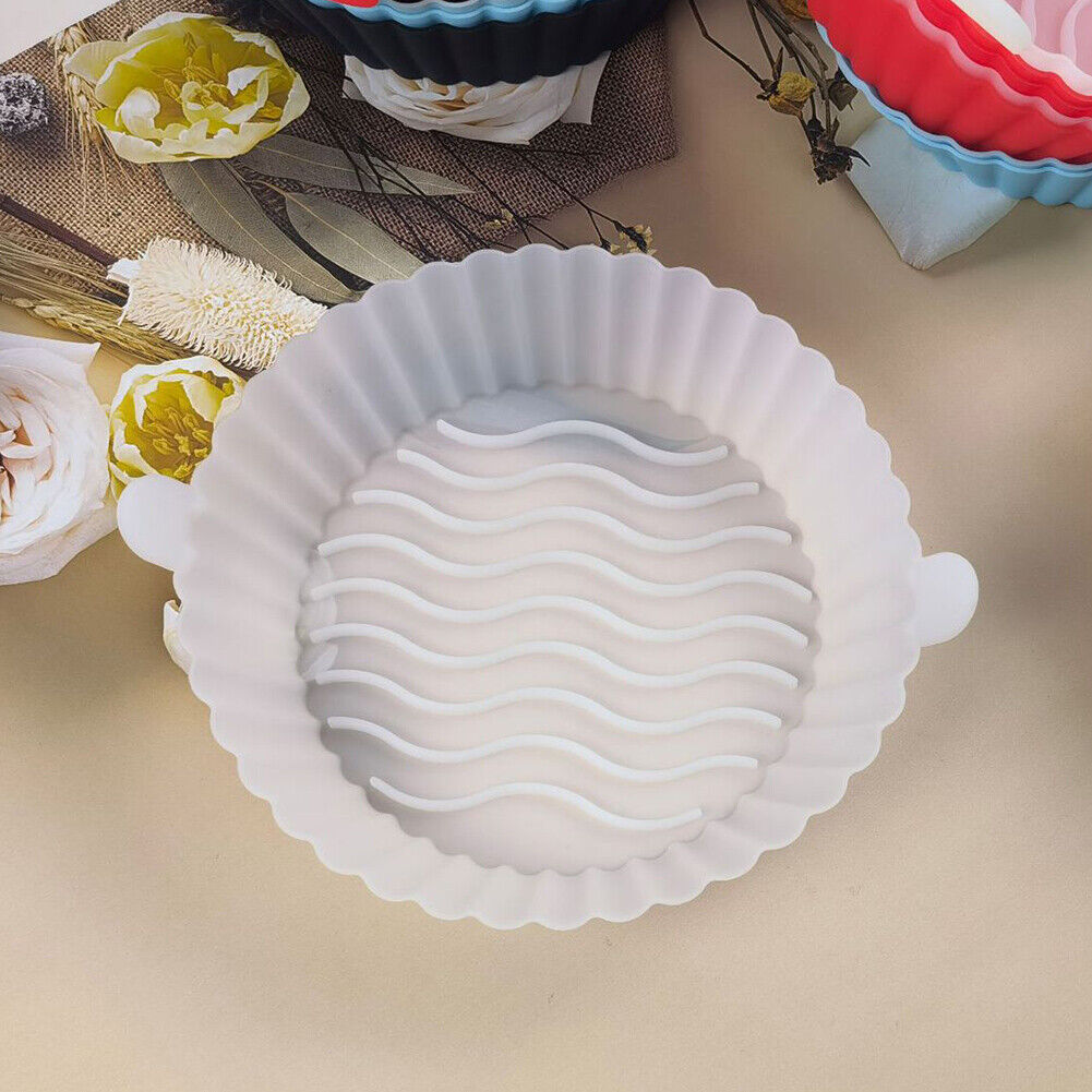 Silicone Air Fryer Liner Non-Stick Fryer Basket Steamers Oil Mat (White)