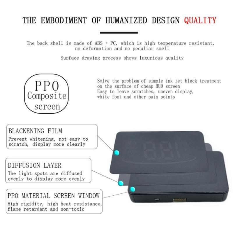 Universal Car HUD Display Vehicle Driving Safety Intelligent Alarm System Remind