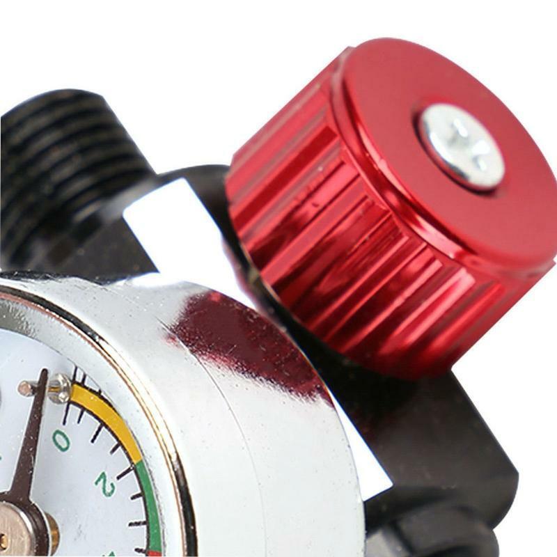 Spray Gun Air Adjusting Valve with Gauge Adjust Air Pressure 0 to 140 PSI 1/4 in