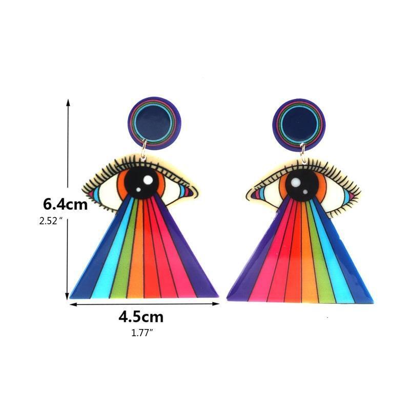 Print Striped Earrings Oil Painting Style Personality Geometric Acrylic Earrings