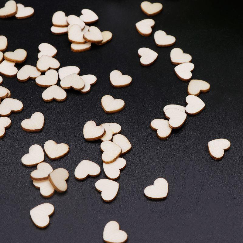 100pcs Rustic Wooden Wood Love Heart Wedding Supplies Table Scatter Decoration