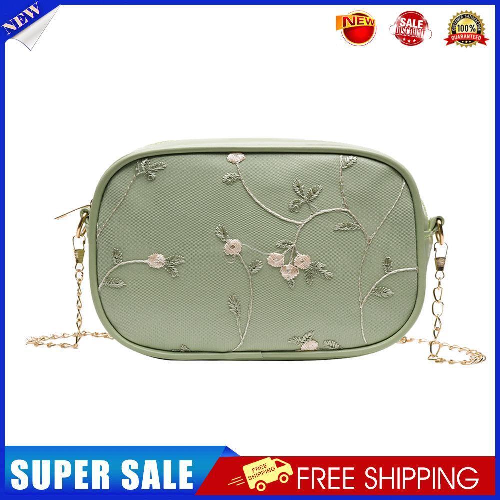 Lace Flower Shoulder Handbags Women Chain PU Leather Crossbody Bags (Green)