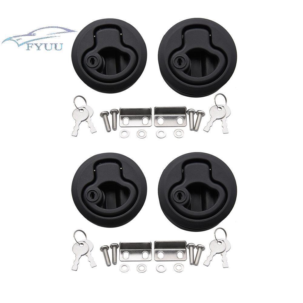 4 Pcs Boat RV Yacht Deck Hatches Door Lock w/Keys Pull Latches Lift Ring Handle