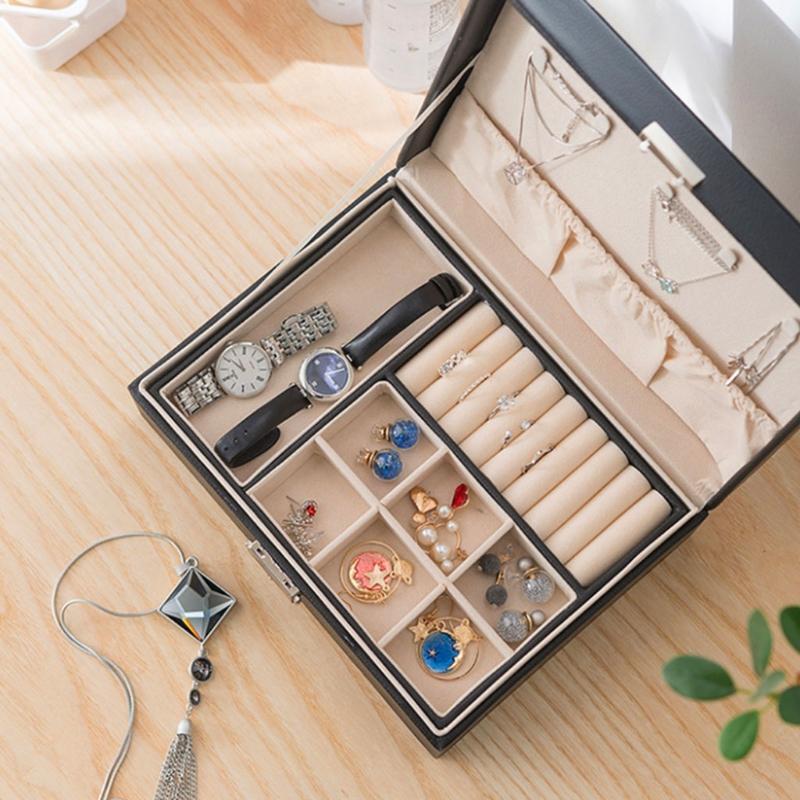 Jewelry Box for Storage and Display Rings Necklace Earrings Bracelets Watch