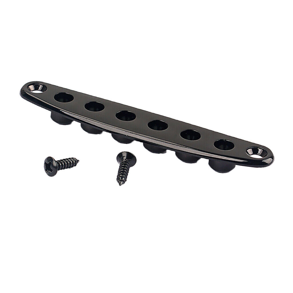 Durable Metal Electric Guitar Bridge Thru Body String Ferrules Plate Black