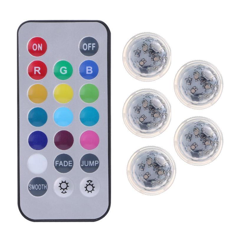 10Pcs LED Color Change Fish Floral Tank Remote Submersible Waterproof Light
