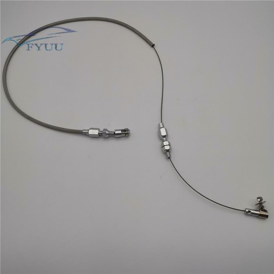 For Ford Chevy New Throttle Pedal Cable Stainless Steel Braided Aluminum Ends