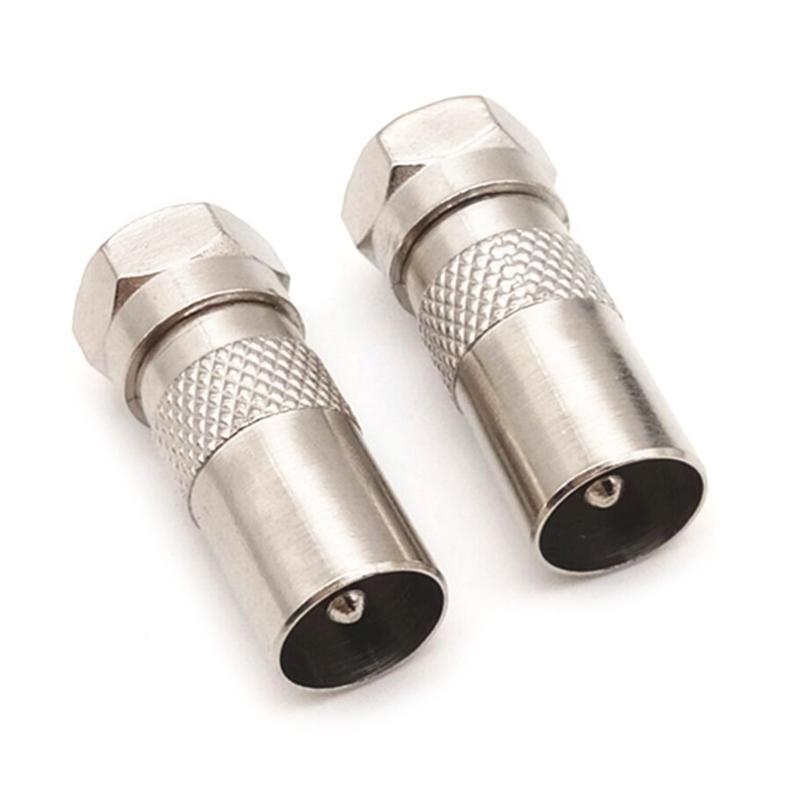 2Pcs F Type Male Plug Socket Jack to Straight RF Coaxial Adapter Connector