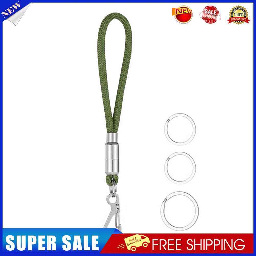 Anti Lost Keychain Lanyard Key Rings Parachute Cord Carabiner (Army Green)