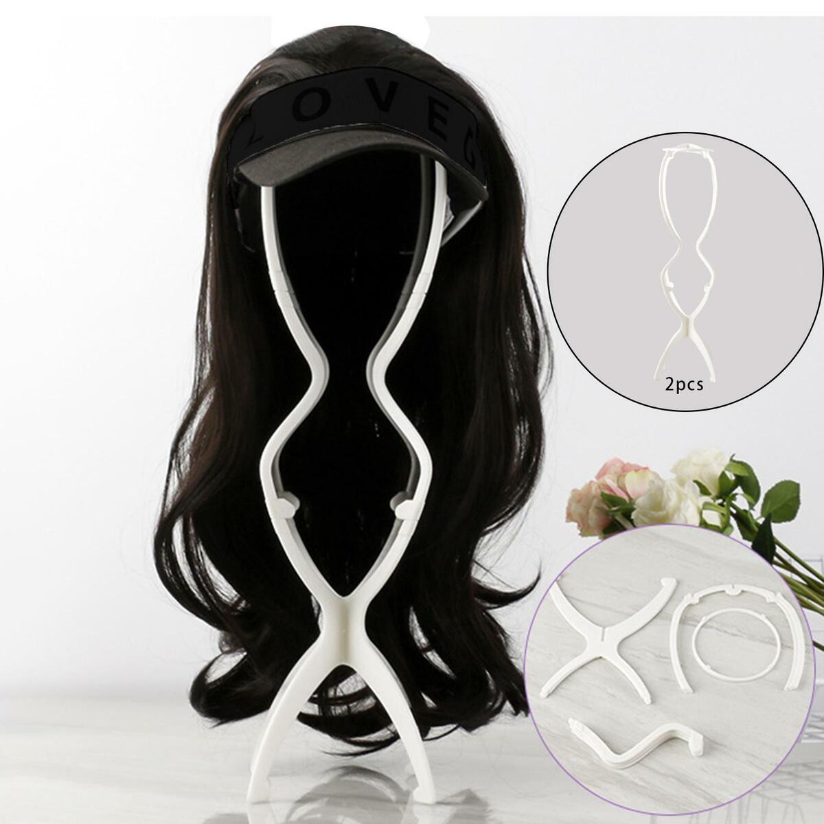 2 Pieces Wig Stand Folding  Professional Wigs Hanger for Salon