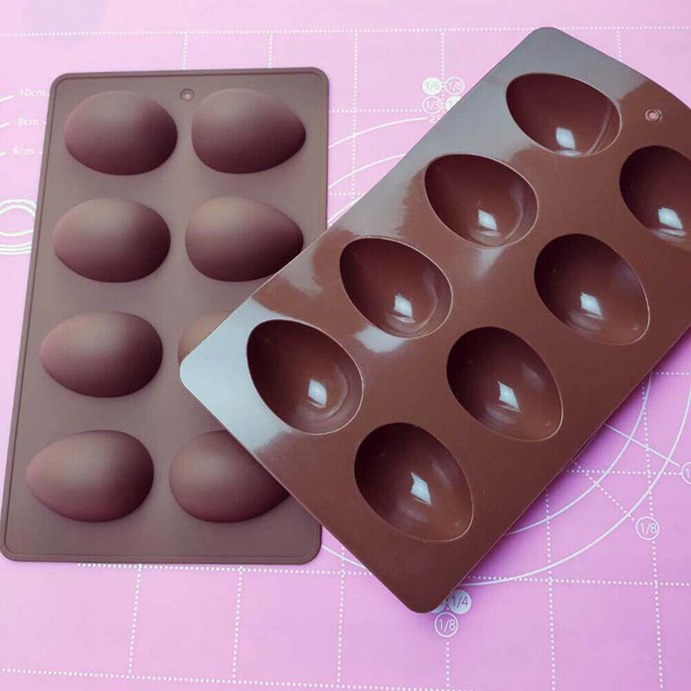 Silicone Cake Mold 8-Cavity Easter Egg Chocolate Mould Pastry Baking Tray