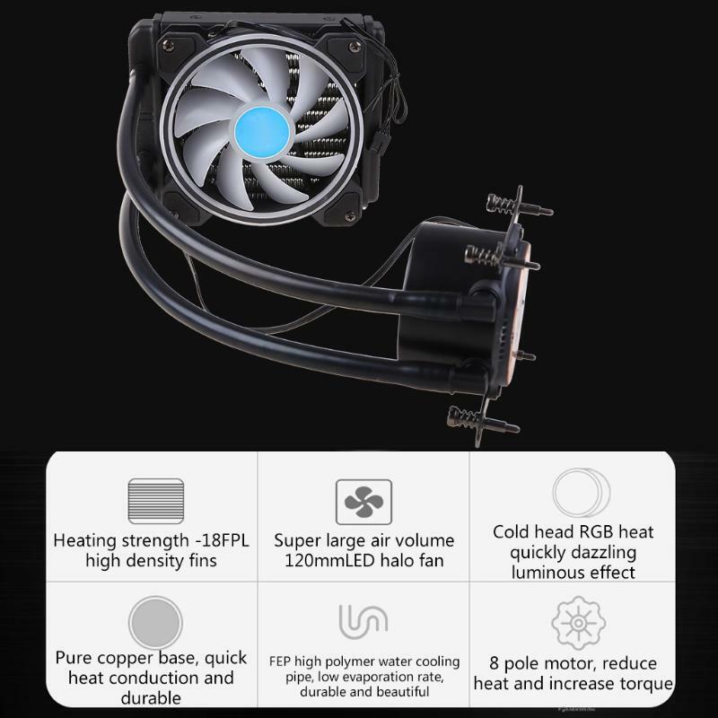 120mm/4.72" CPU Cooling Fan Cooler w/ Muffler PWM FEP Polymer Water Cooling Pipe