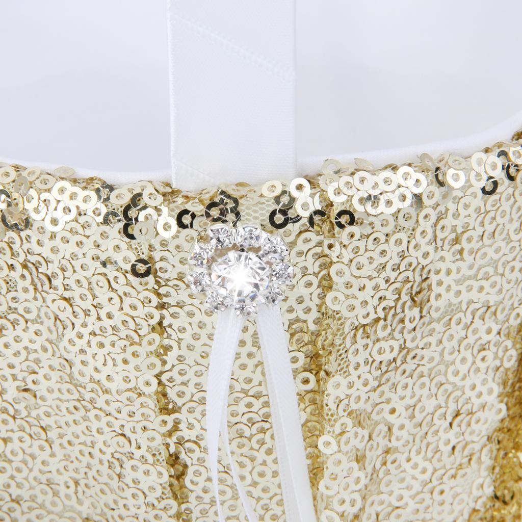 4 Pieces Wedding Flower Girl Basket Sequins Ribbon Flower Basket