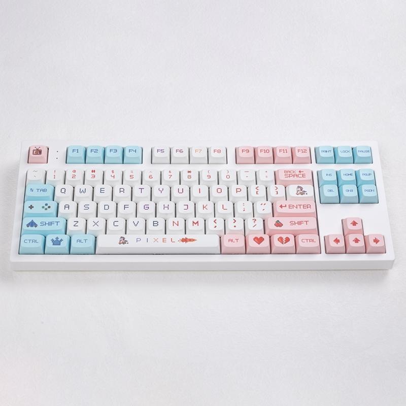 125Pcs Pixel War Key Cap Dye Subb Keycaps Set for Cherry MX Mechanical Keyboard