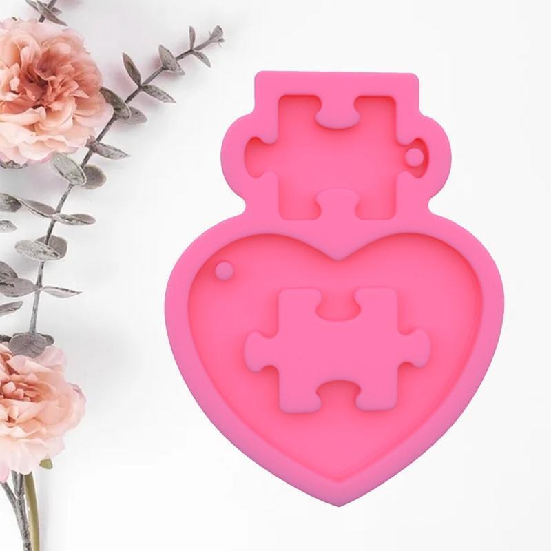 Handmade Couple Love Key Chain Casting Mold DIY Crafts Pendant Silicone Mould