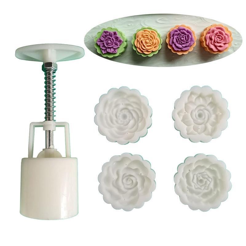50g Mooncake Mold Cartoon Flower Shaped DIY Baking Mold for Mid-Autumn Festival
