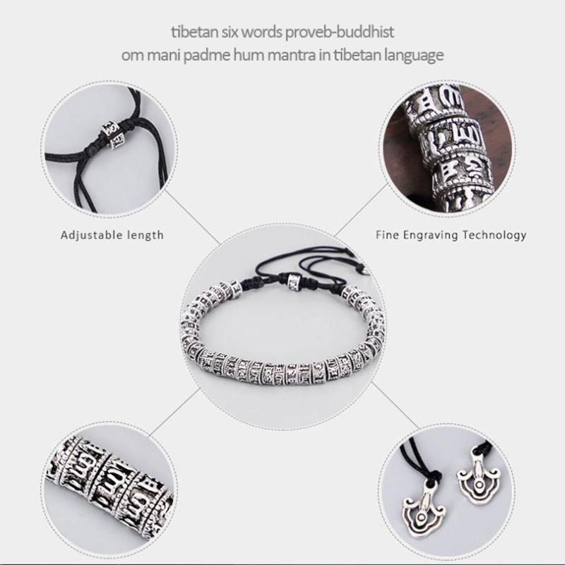 Tibetan Buddhism Six Word Mantra Bracelet Handmade Rope Knot Amulet Bracelets