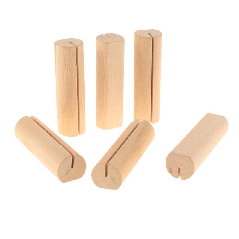 20PCS Cylinder Wood Place Card Holders Table Number Stands for Wedding Desktop