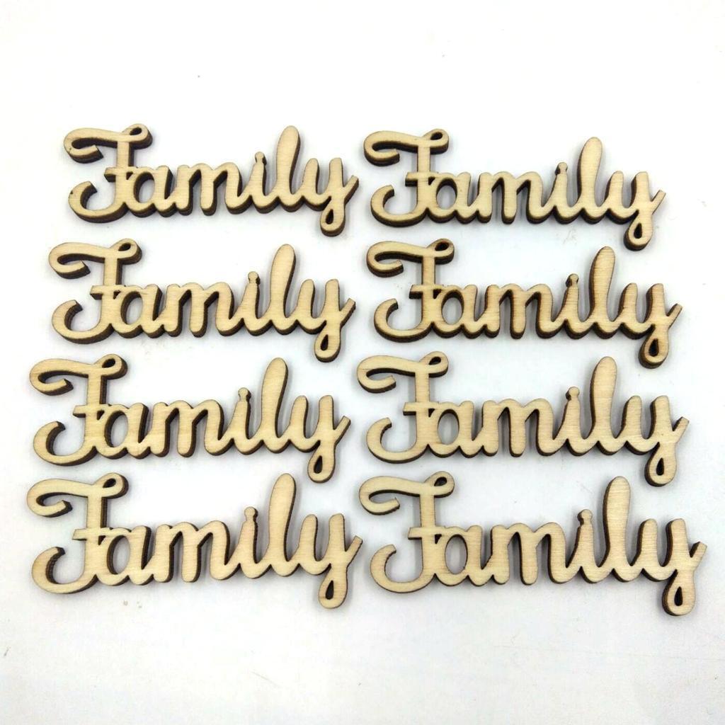 10x  Engraved Family Embellishments Decorative Unfinished Crafts