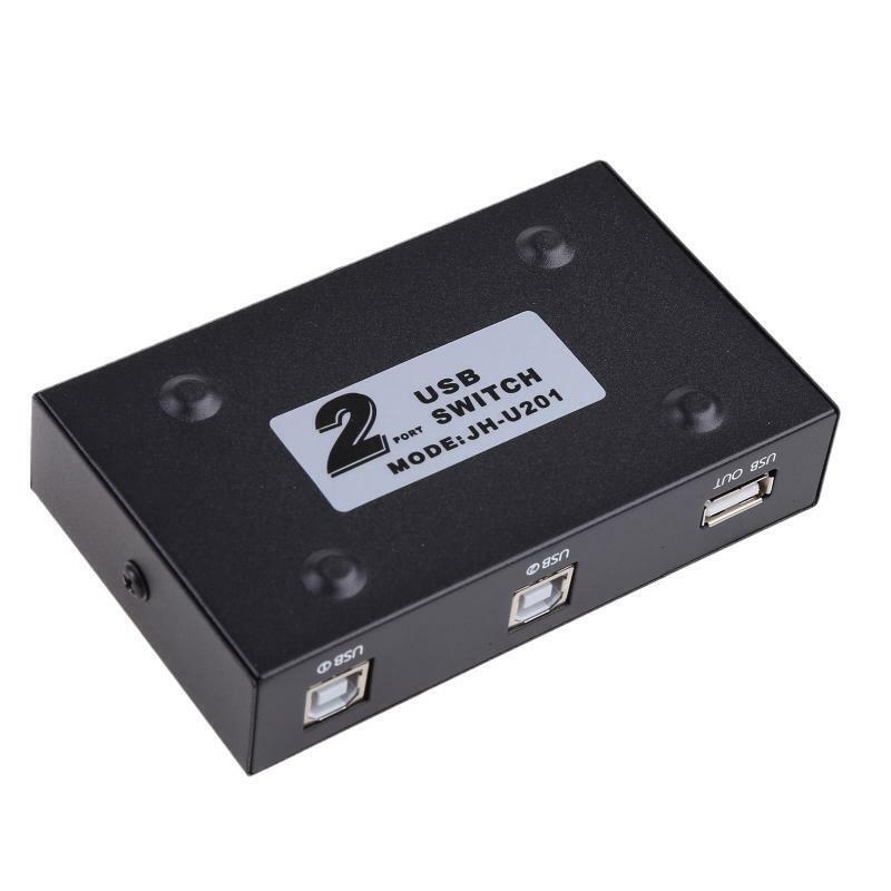 2 in 1 Out USB Print Sharer, 2 USB 2.0 Ports Splitter Sharing Device Switch Box