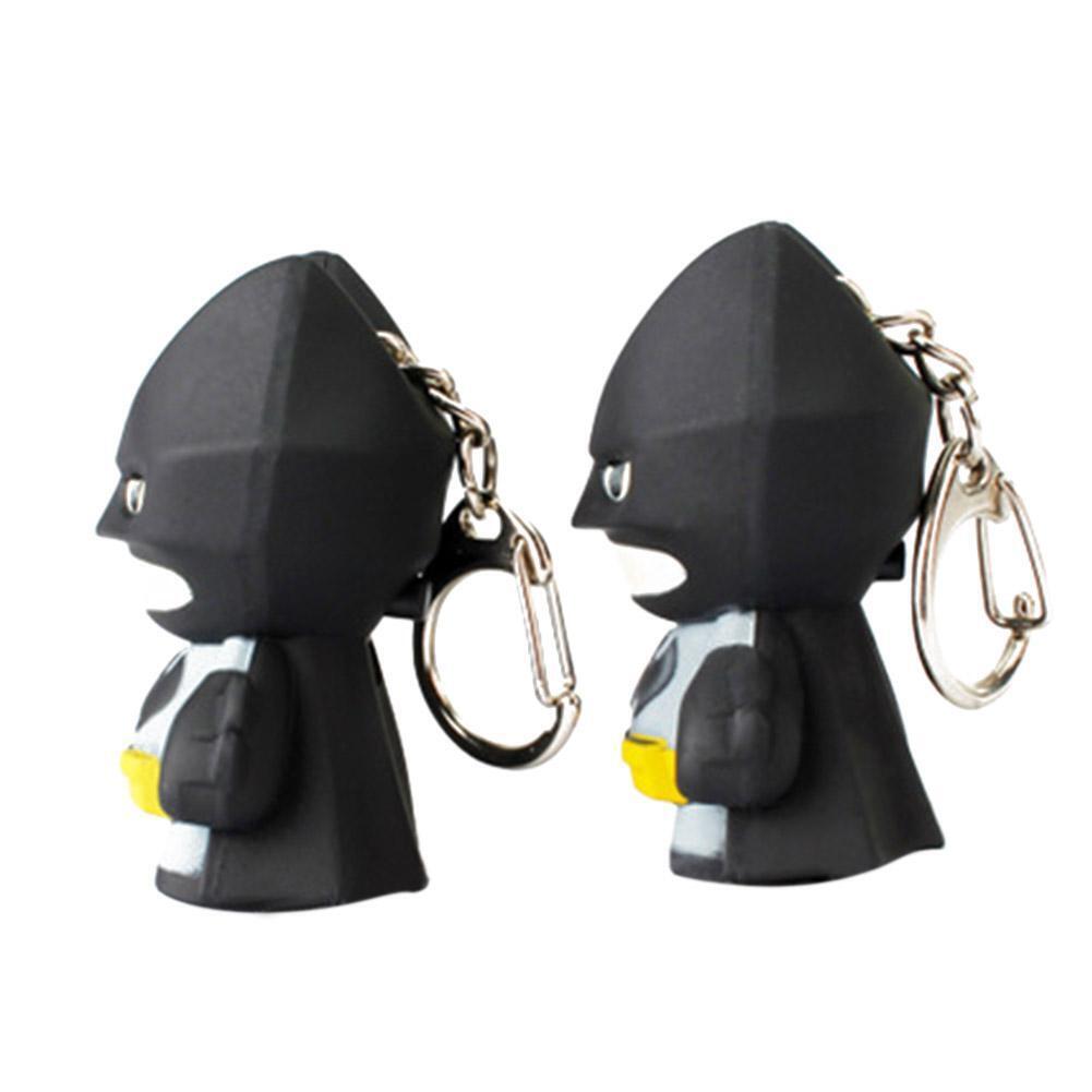 Superhero Batman Design LED Keychain Flashlight Sound Pendant Key Ring Gift