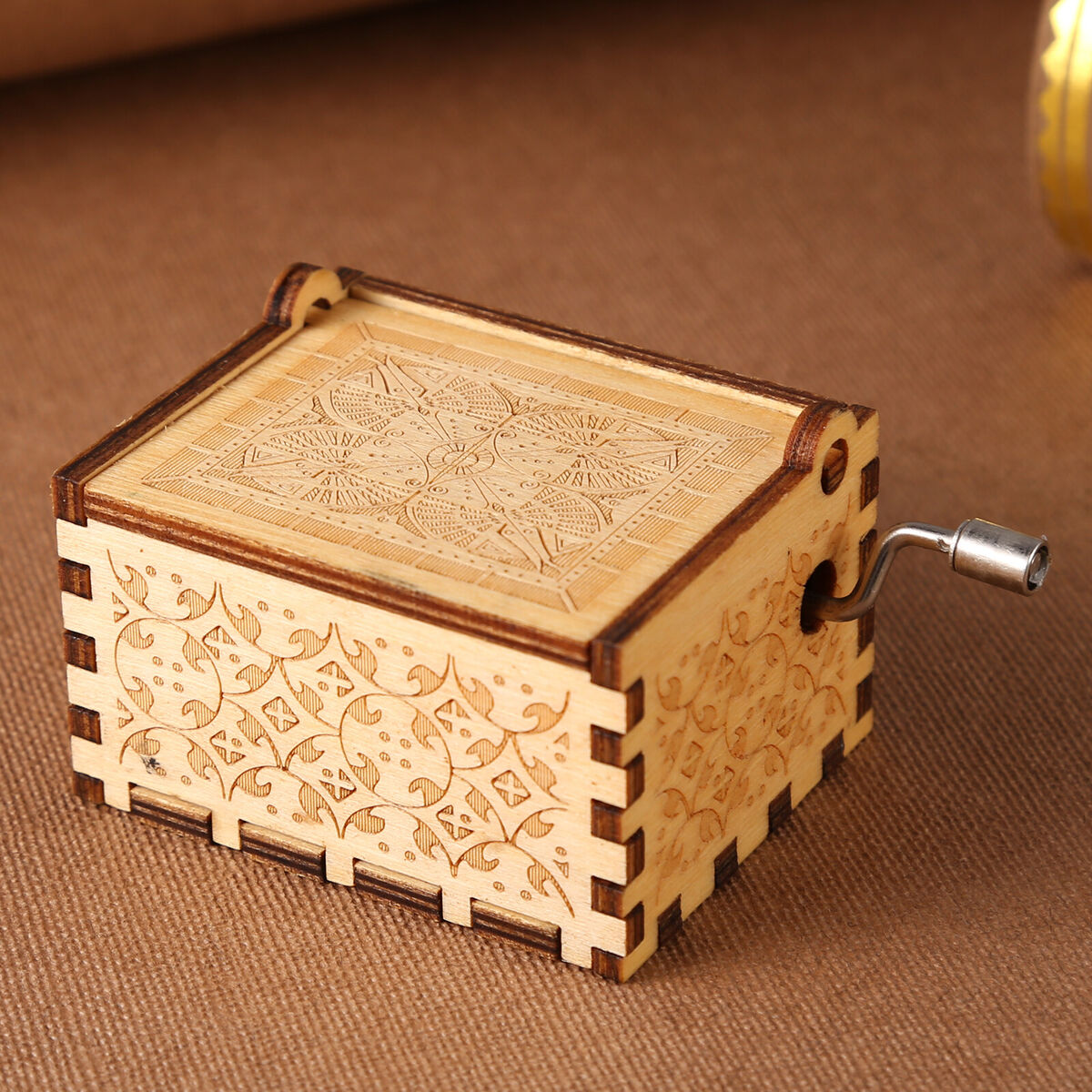 Wooden Music Box, Hand Crank Engraved Musical Box, Valentine Gifts (6)