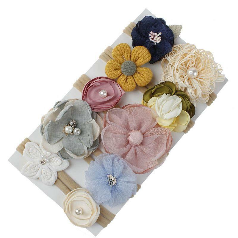 10pcs/lot Fashion Flower Baby Headband Super Soft Nylon Infant Baby Hair Band