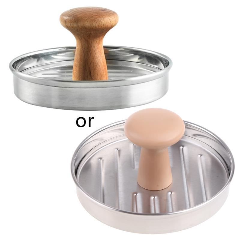 Stuffed Hamberburger Press With Wooden Handle Easy to Use and Clean Cooking Gift