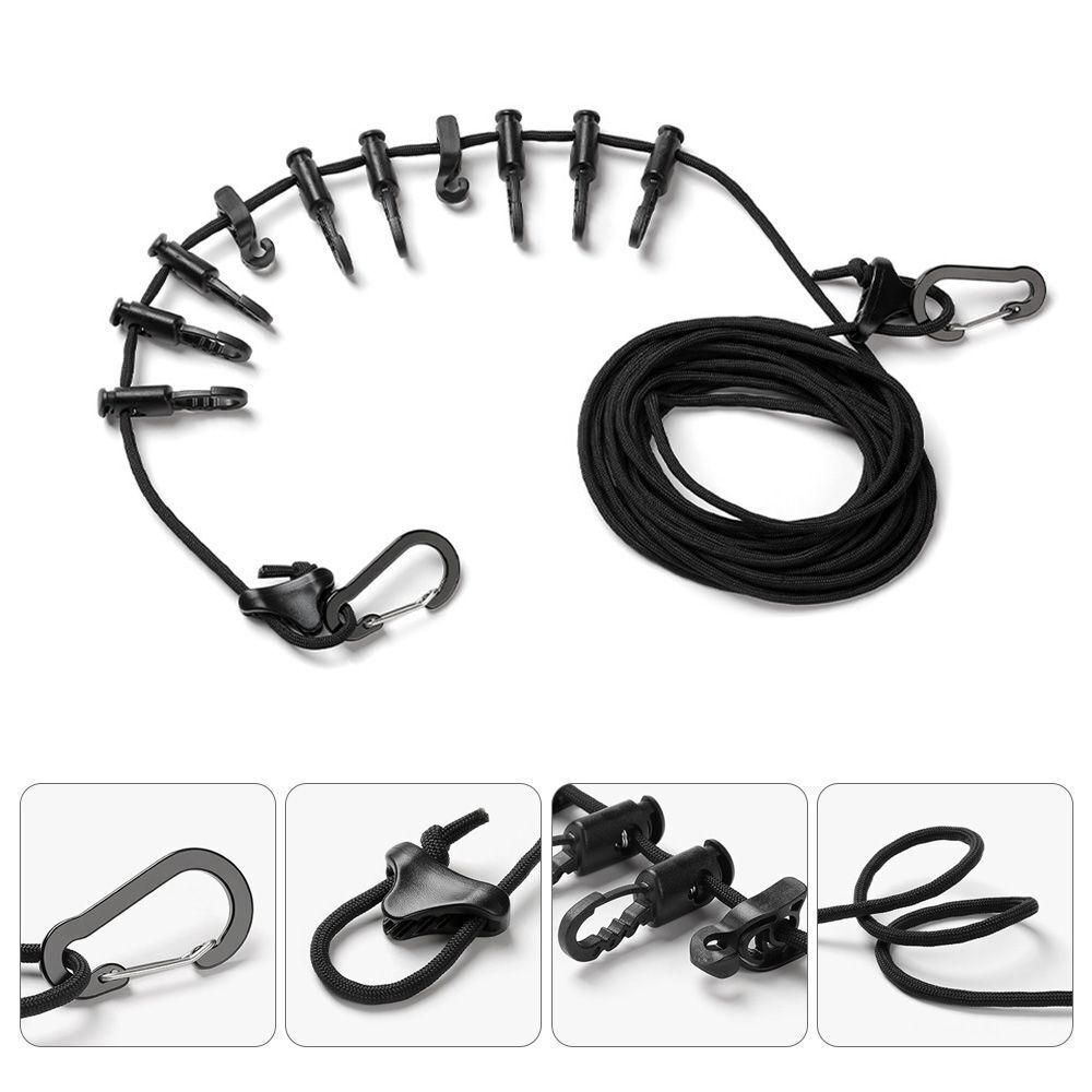 Adjustable Lanyard Outdoor Tent Rope Clothespin Hanging Rope Clothesline