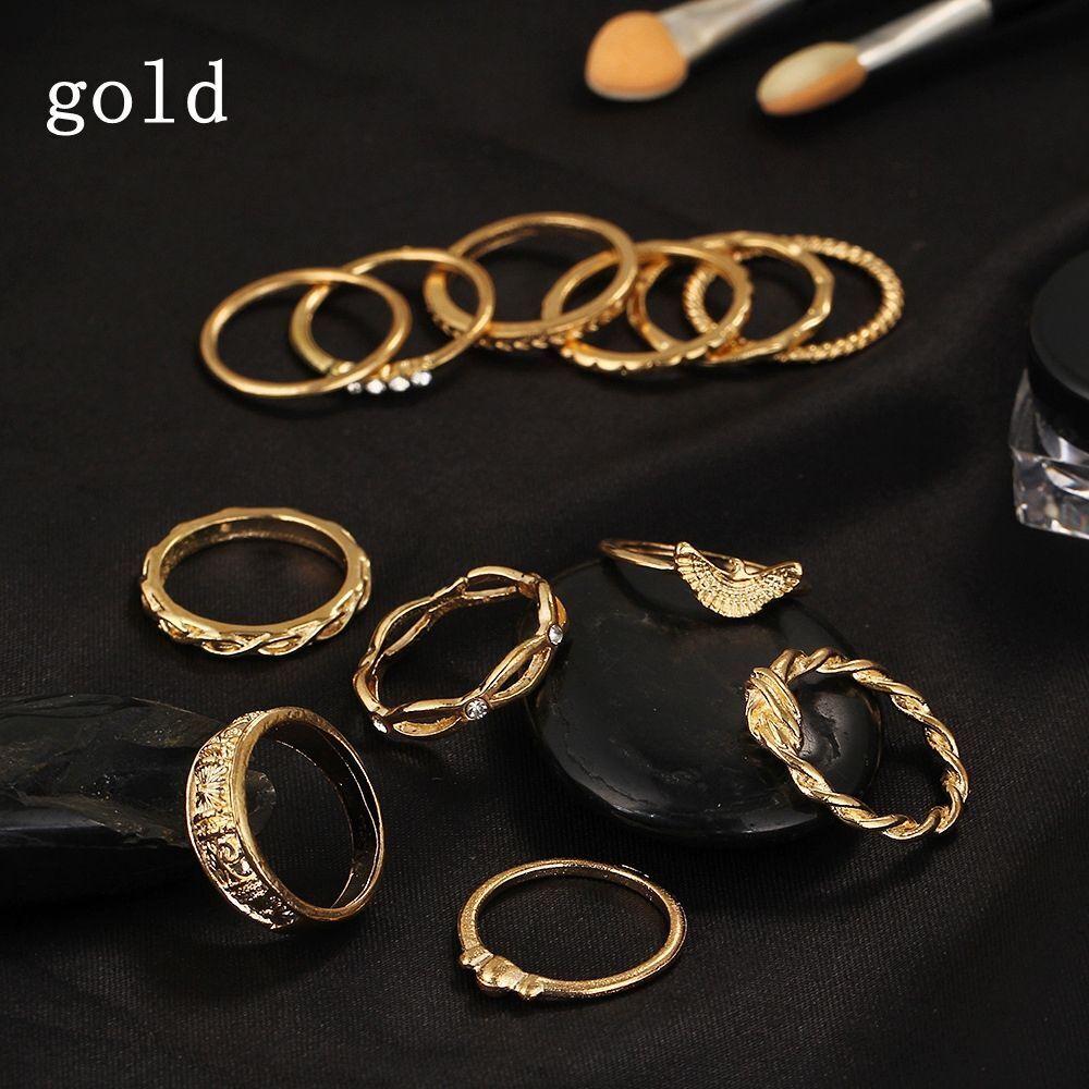 Punk Band Women  Boho Jewelry Stacking Knuckle Finger Ring Crystal Rhinestone
