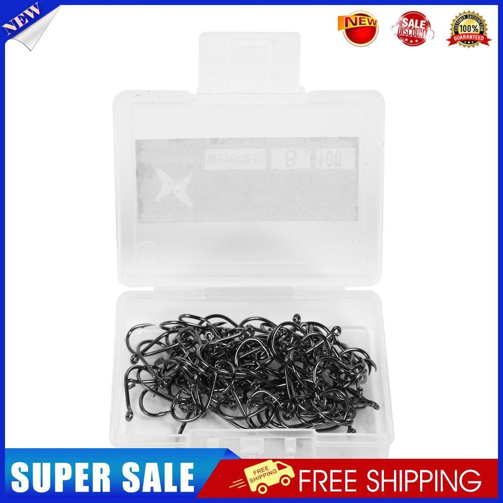 100pcs/box High Carbon Steel Fishhooks Barbed Hooks High Efficiency (8)