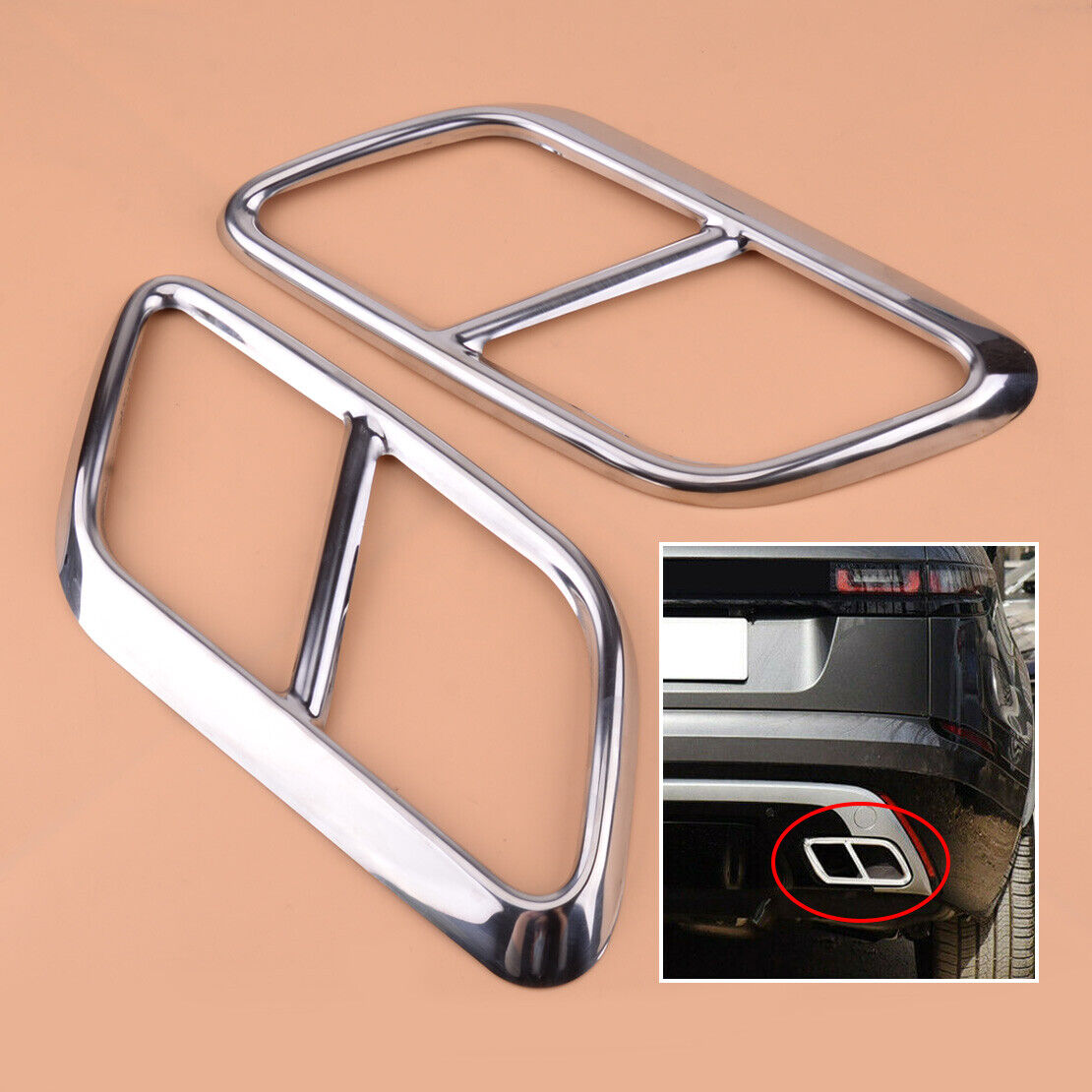 Exhaust Muffler Tip Pipe Chrome Trim Cover Fit For Range Rover Velar 2018-19 Li