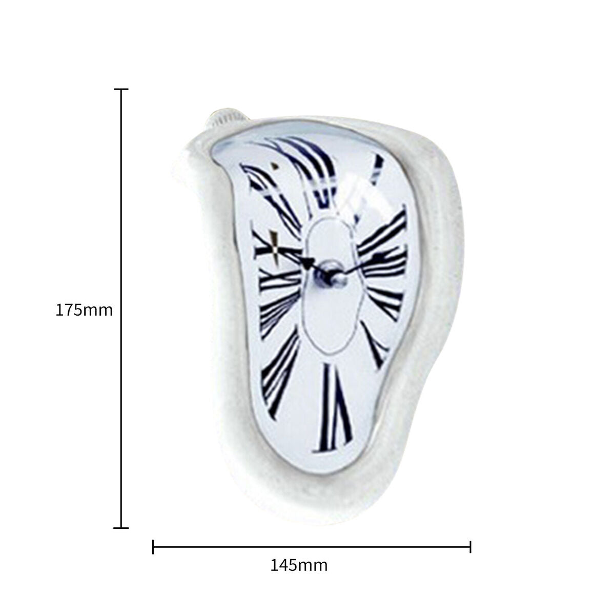 Melting Clock Modern Surrealistic Shelf Decor Distorted Clock (White)