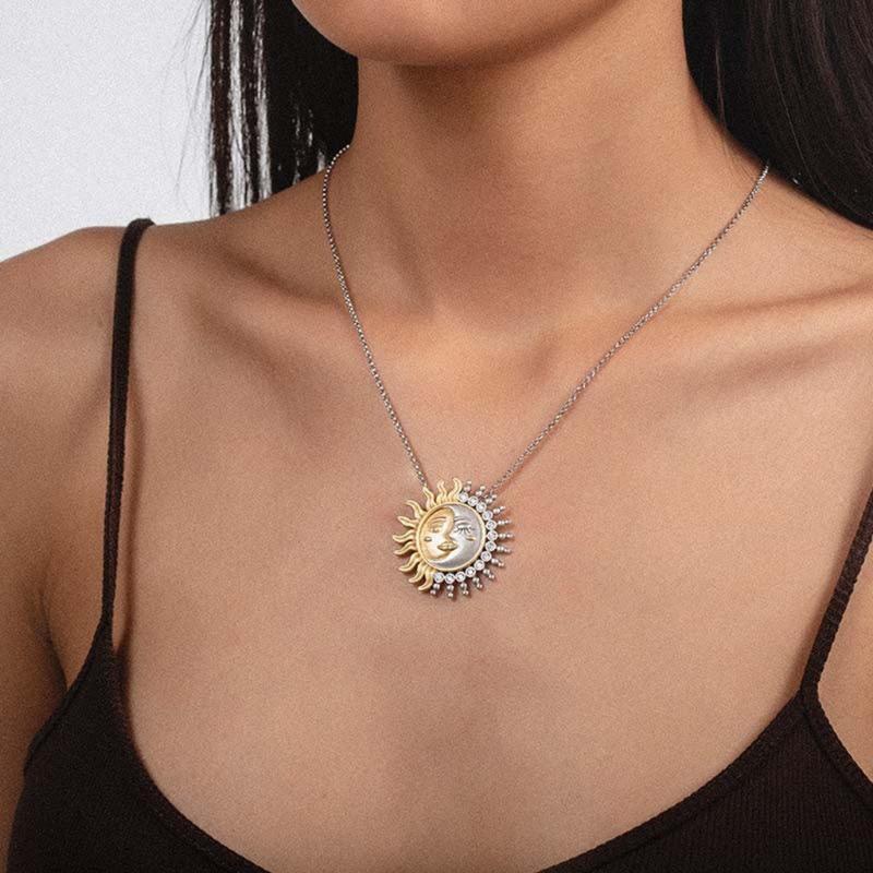Ins Simple Wild Sun Moon Long Necklace Female Personality Trend Necklace