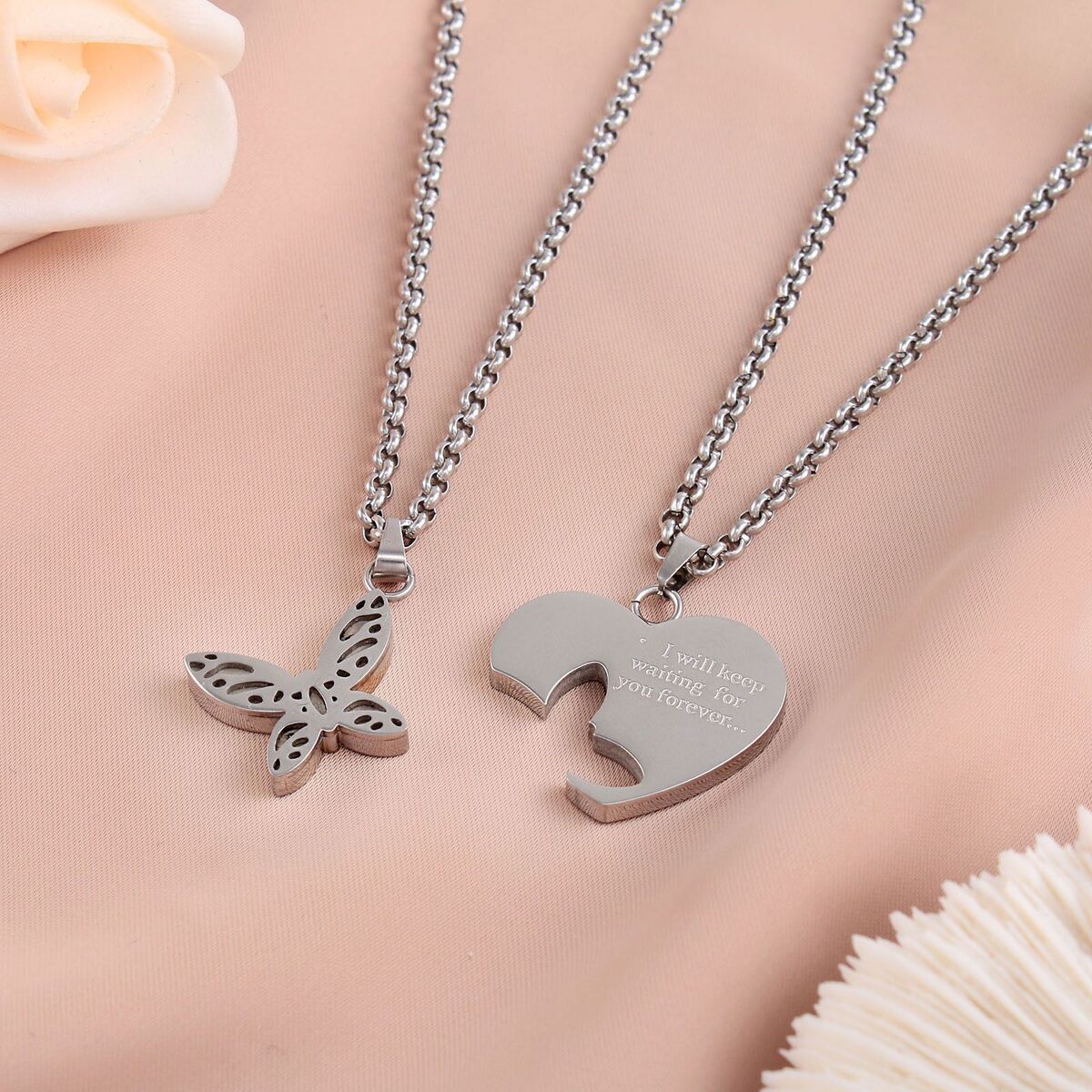 Day Heart Choker Couple Necklace Lovers Decoration Heart Drop Pendant