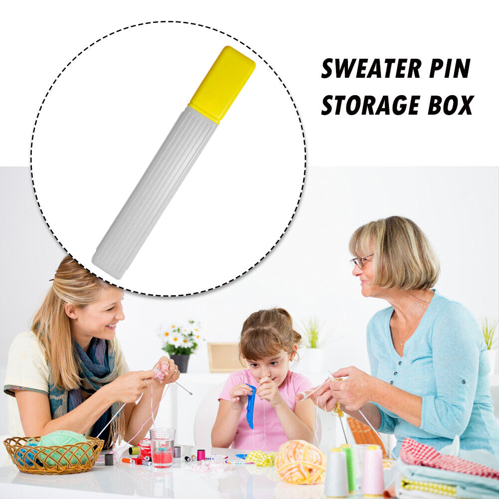 Knitting Needle Storage Organizer Hand Sewing Needle Storage Tube (Yellow)