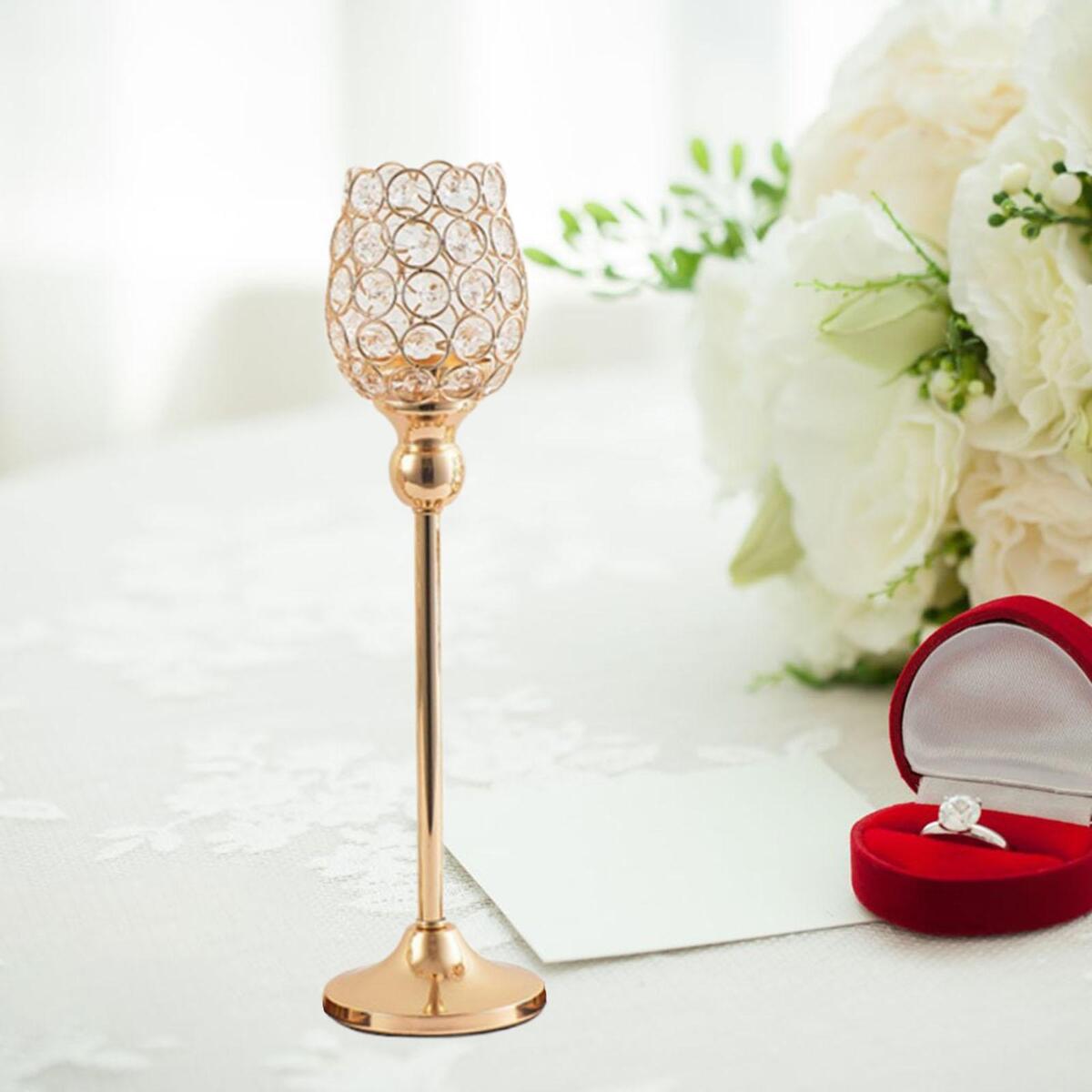 2x Crystal Candle Holders Pillar Candlesticks Party Decor Ornaments