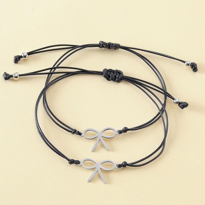 2x Girls Jewelry Bow-knot String Charm Bracelets Sister Bracelet Friendship Gift