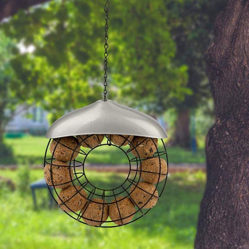 Outdoor Wild Birds Feeder Squirrel Proof Hanging Metal Bird Food Holder