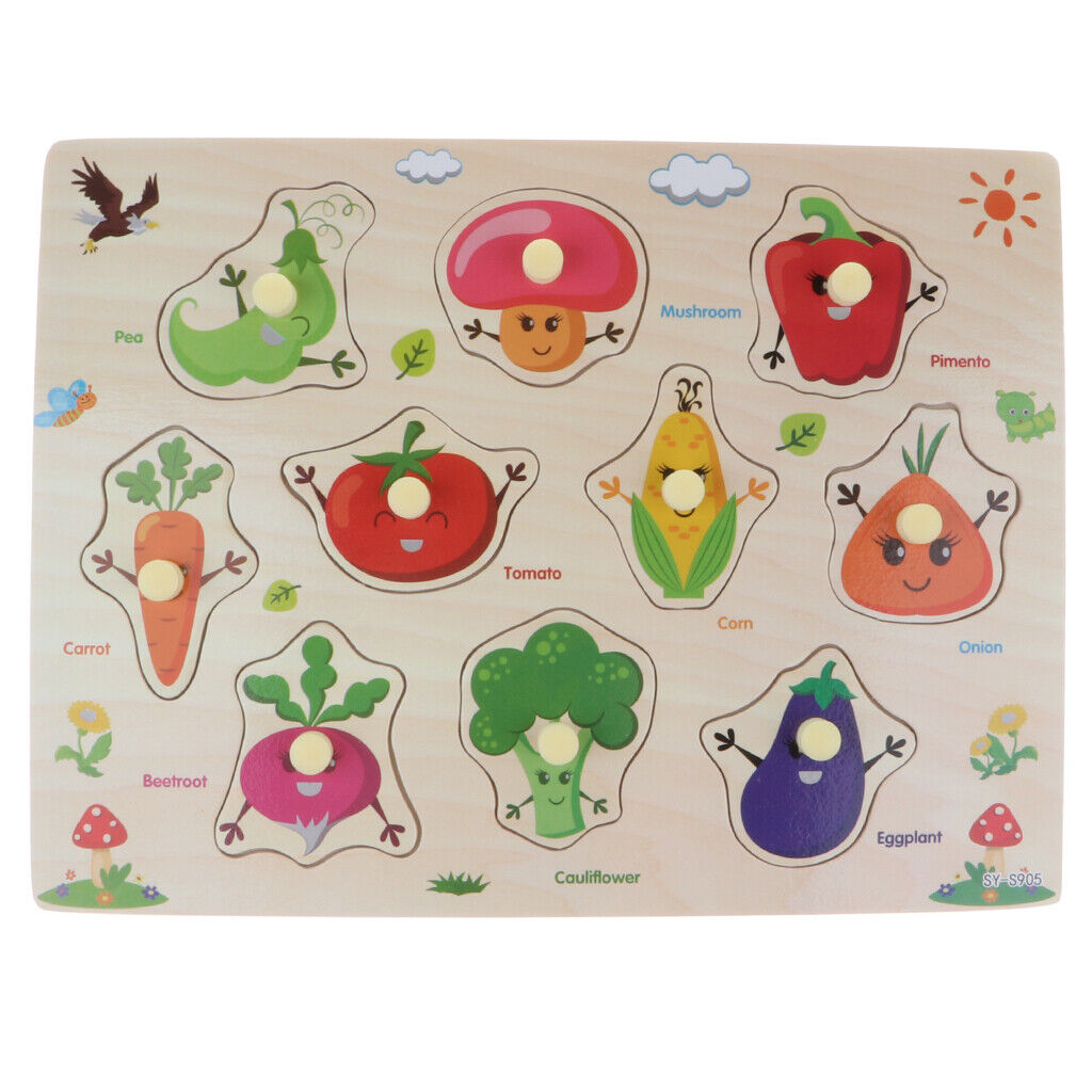 2PCS Wooden Peg Puzzles Educational and Learning Puzzle  Children -