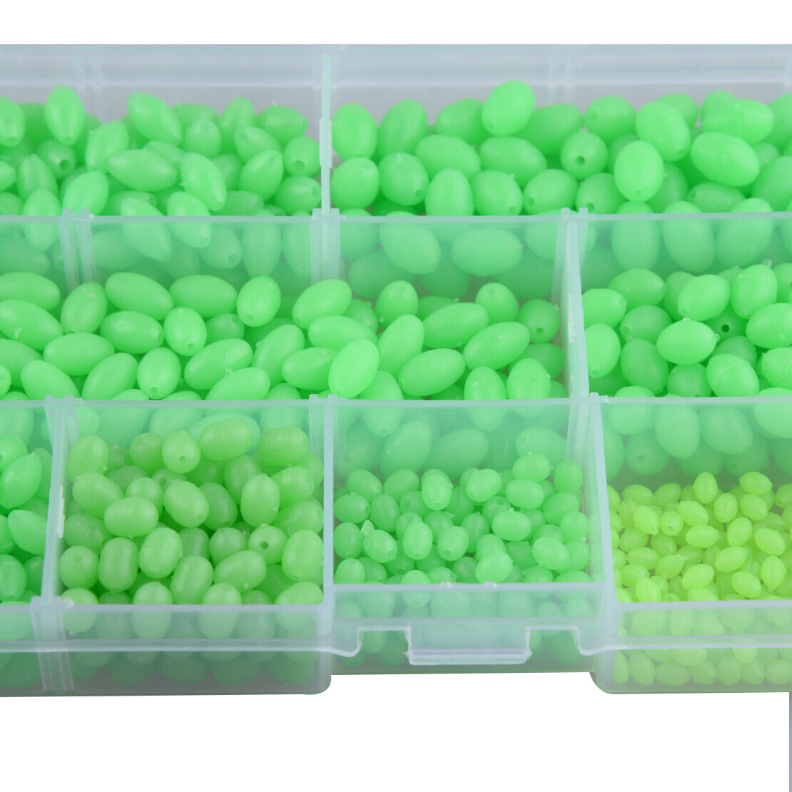 900x Box Green Plastic Oval Luminous Beads Fishing Lures Night Glow Floating Li
