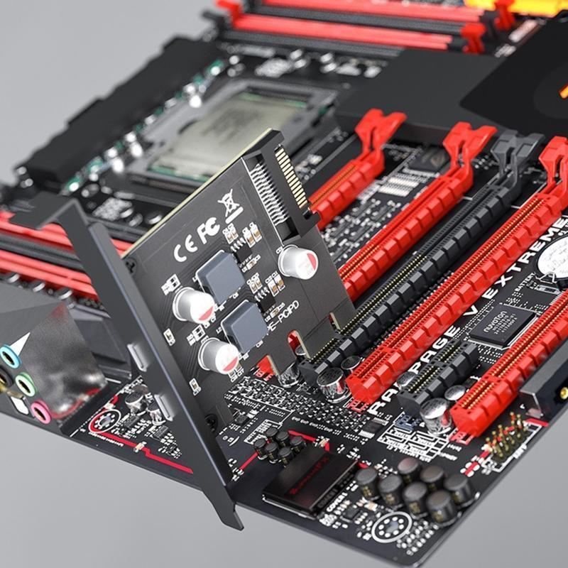 PCIE To Type-C 2 Port Expansion Card PCIE Riser Fast Charging PD 20W Type C Card