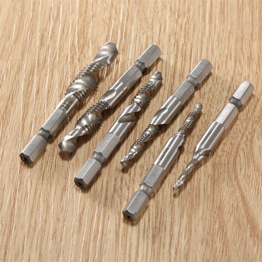 6Pcs HSS Countersink Drill Tap Bits Imperial M3-M10 Drill Metal Woodworking Tool