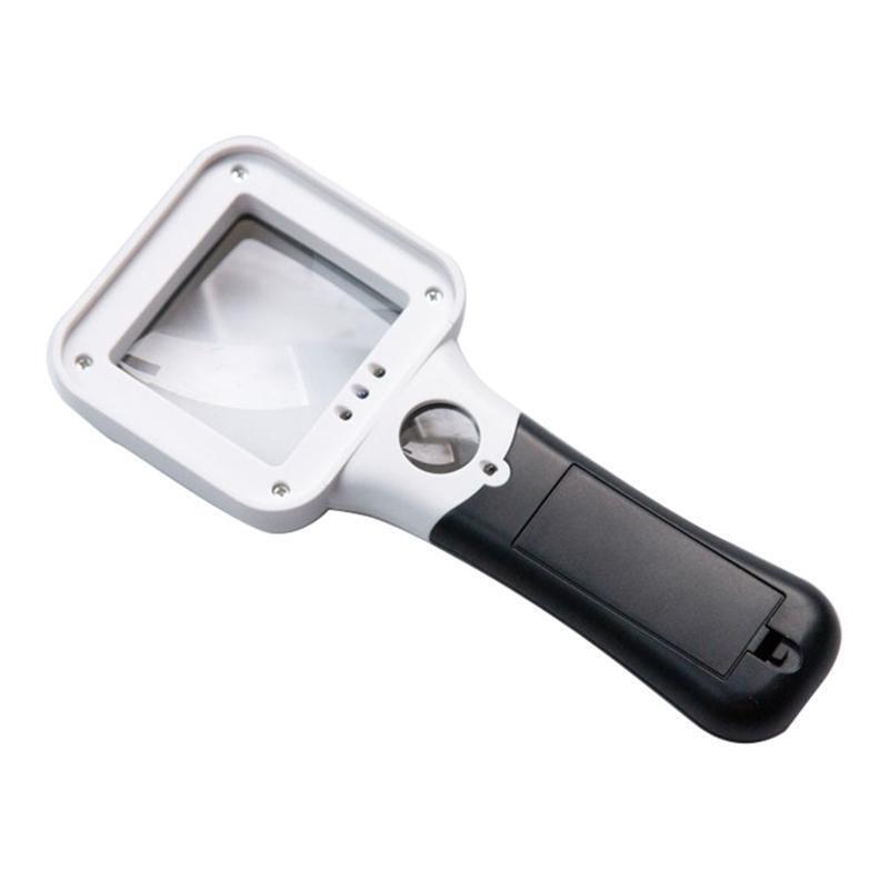 Double Glass Lens Handheld Illuminated Magnifier Reading Magnifying Glass 5X 45X