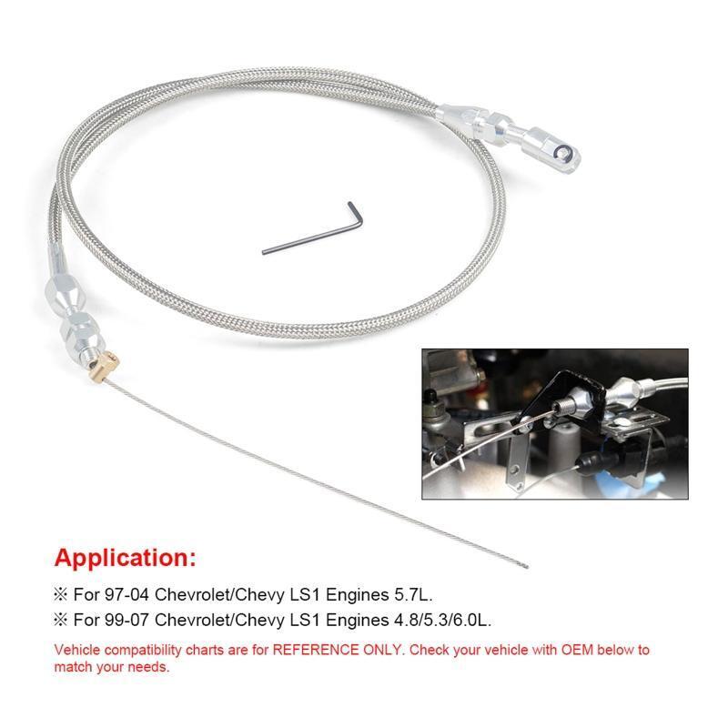 LS Engine Throttle Gas Cable 36 Inch Stainless Steel Braided Replacement
