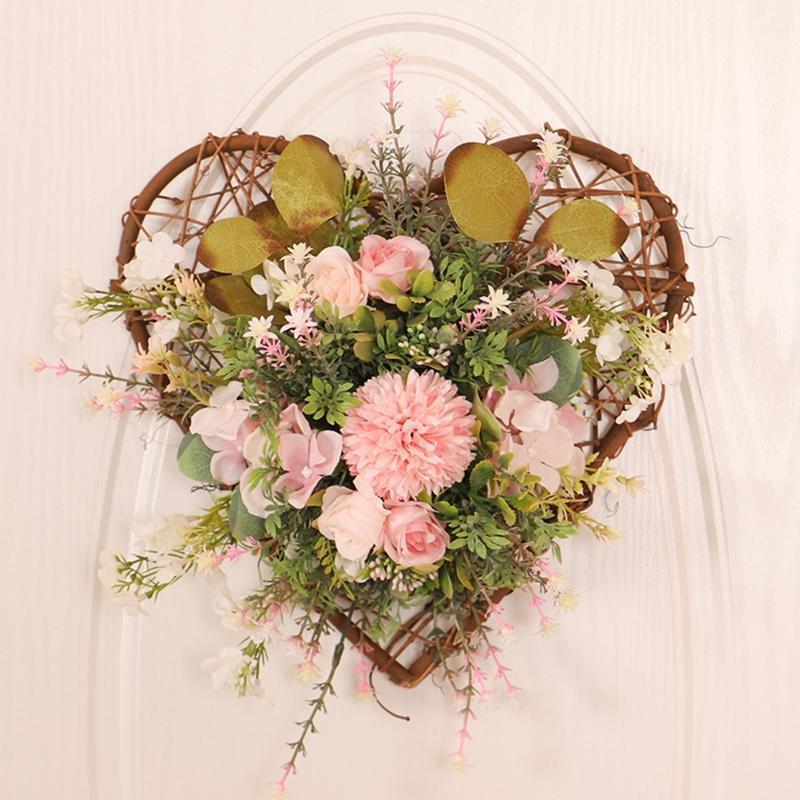 Spring Heart-shape Wreath Vine Flowers Design Indoor Outdoor Summer Decoration