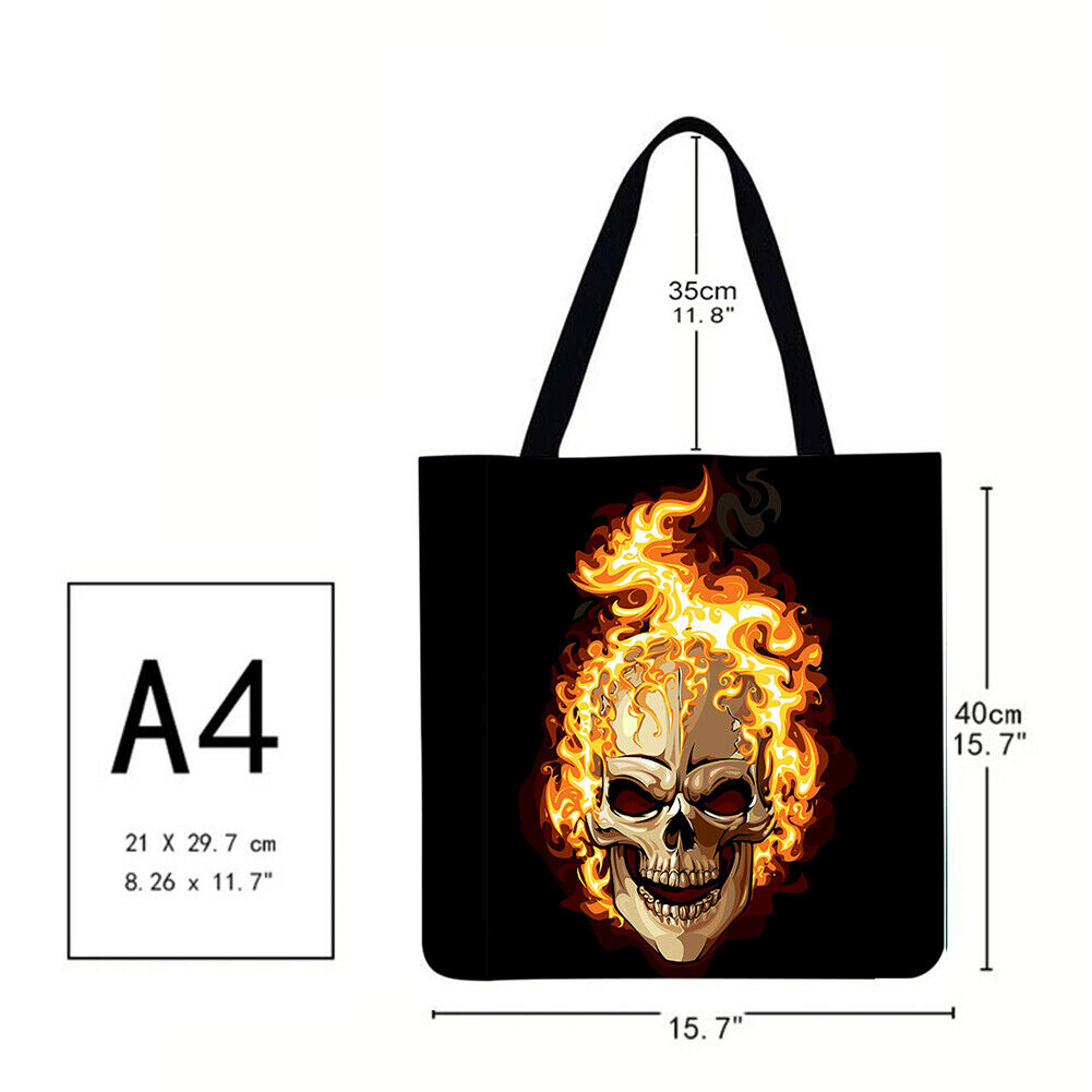 Halloween Skeleton Printed Shoulder Shopping Bag Casual Large Tote Handbag