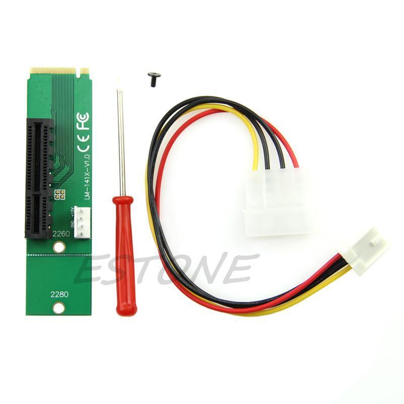PCI-E 4X Female to NGFF M.2 M Key Male Adapter Power Cable with Converter Card