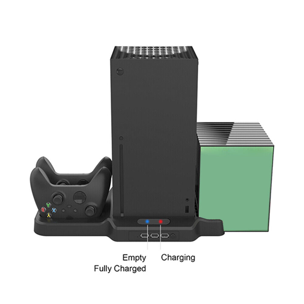 Cooling Stand Controller Charger w/2 Fans 11 Game Slots for Xbox Series S X